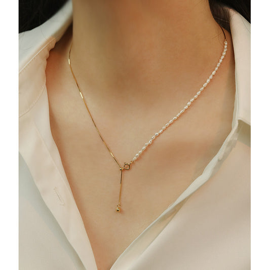 Gold-Tone Pearl Chain Necklace