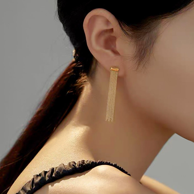 Gold Chain Tassel Earrings