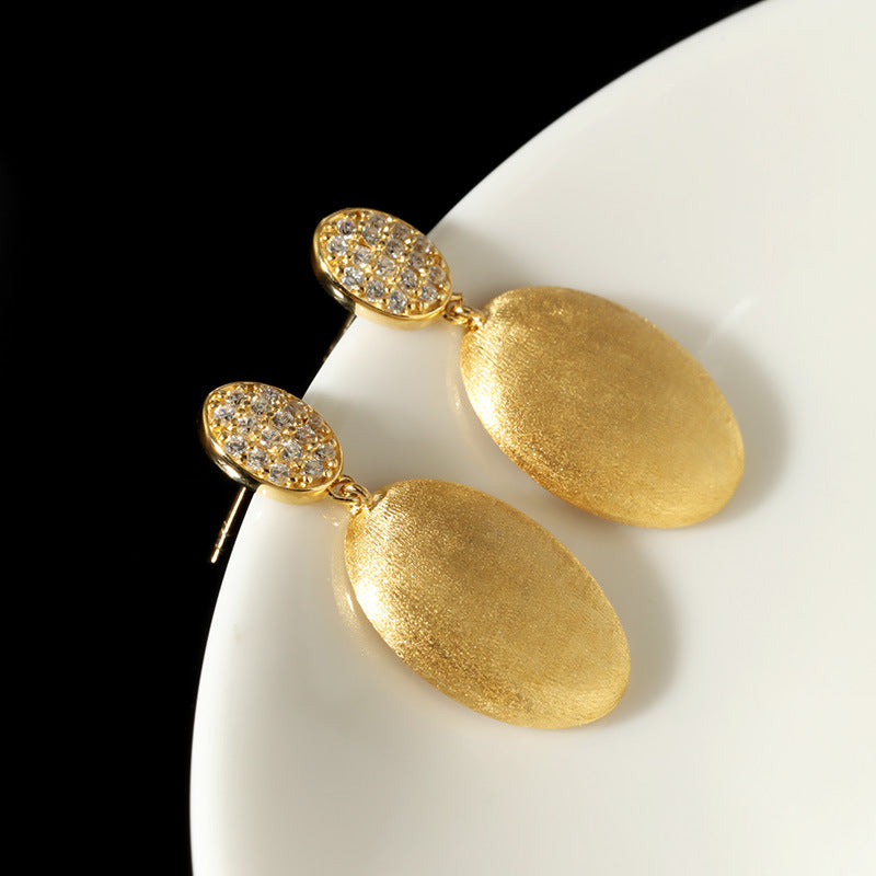 Brushed Sequined Zirconia Earrings