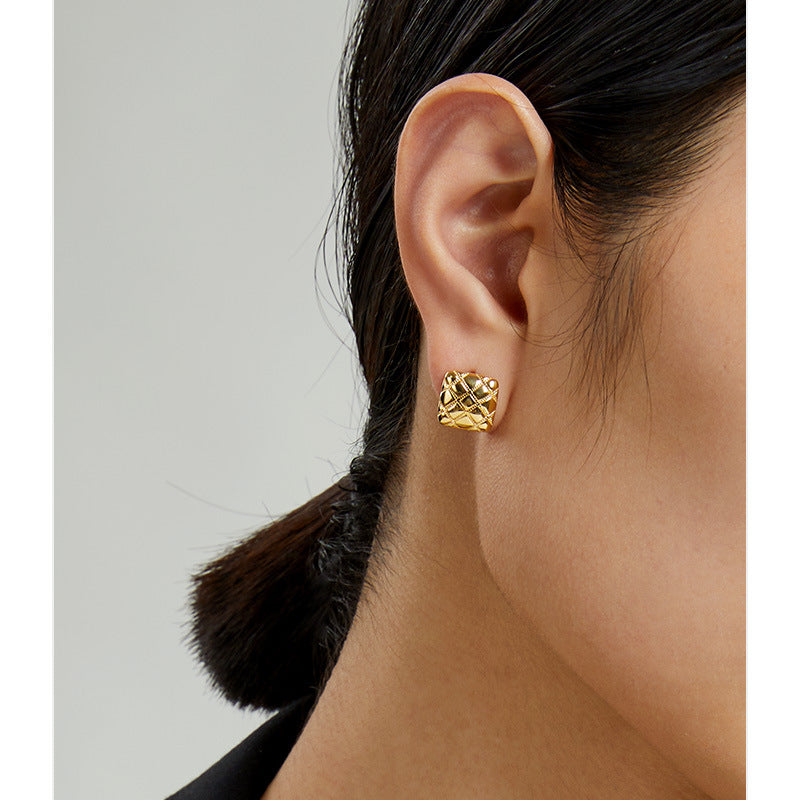 Gold Asymmetric Textured Earrings