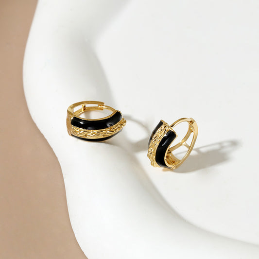 Gold And Black Two-Tone Earrings