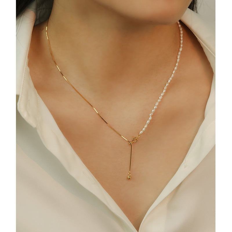 Gold-Tone Pearl Chain Necklace