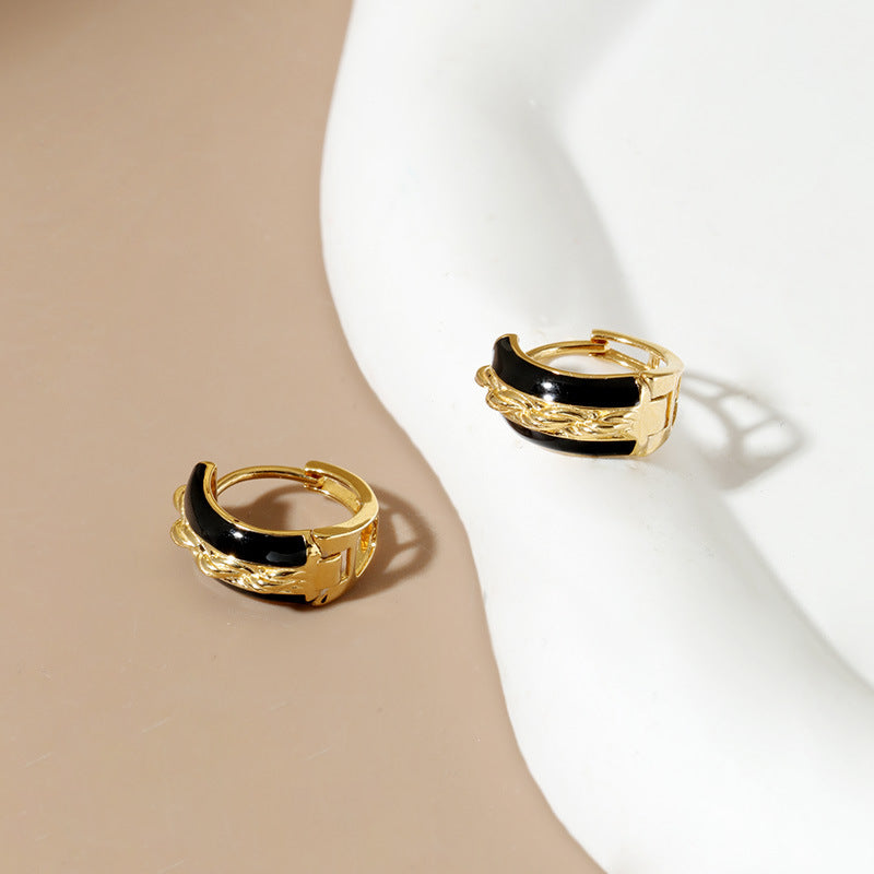 Gold And Black Two-Tone Earrings