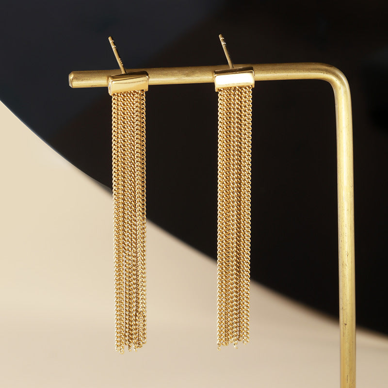 Gold Chain Tassel Earrings