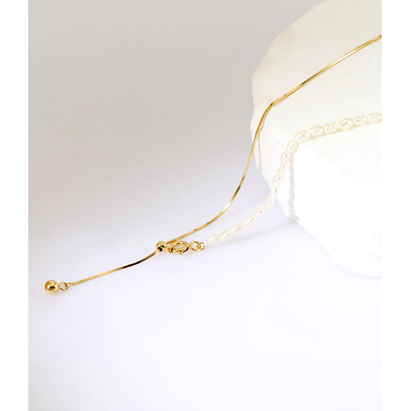 Gold-Tone Pearl Chain Necklace