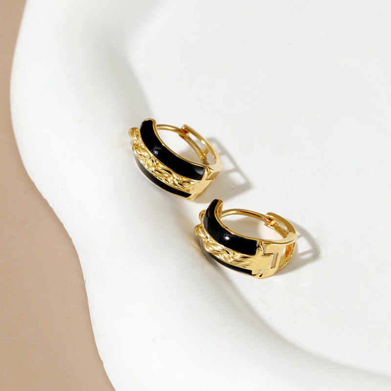 Gold And Black Two-Tone Earrings