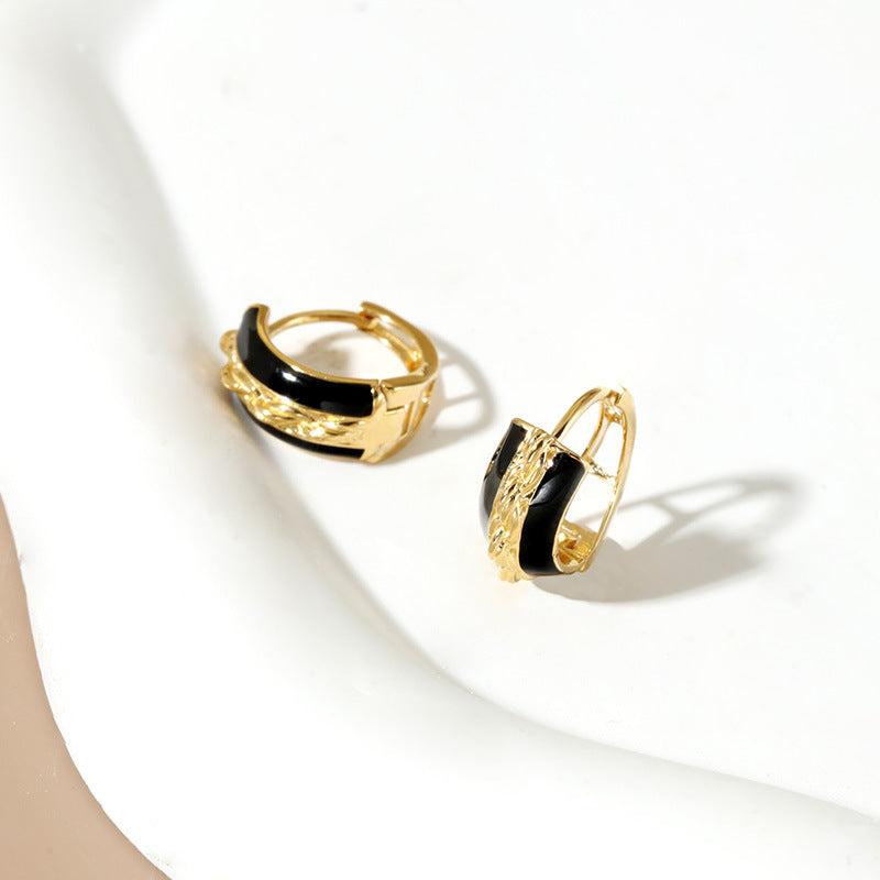 Gold And Black Two-Tone Earrings