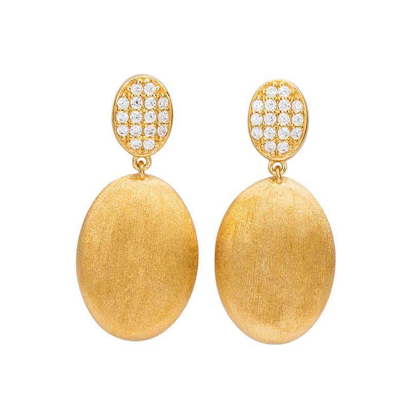 Brushed Sequined Zirconia Earrings