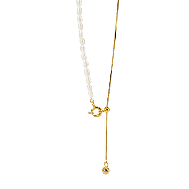 Gold-Tone Pearl Chain Necklace