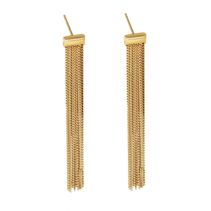 Gold Chain Tassel Earrings