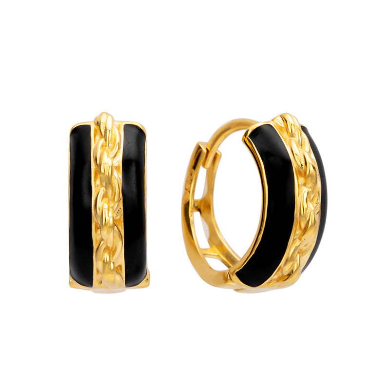 Gold And Black Two-Tone Earrings