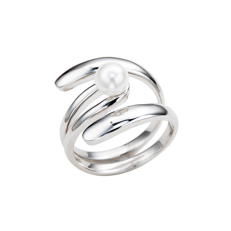 Pearl Cross Curve Ring